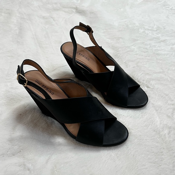 Faux Leather and Suede Wedge Sandals - Picture 2 of 3